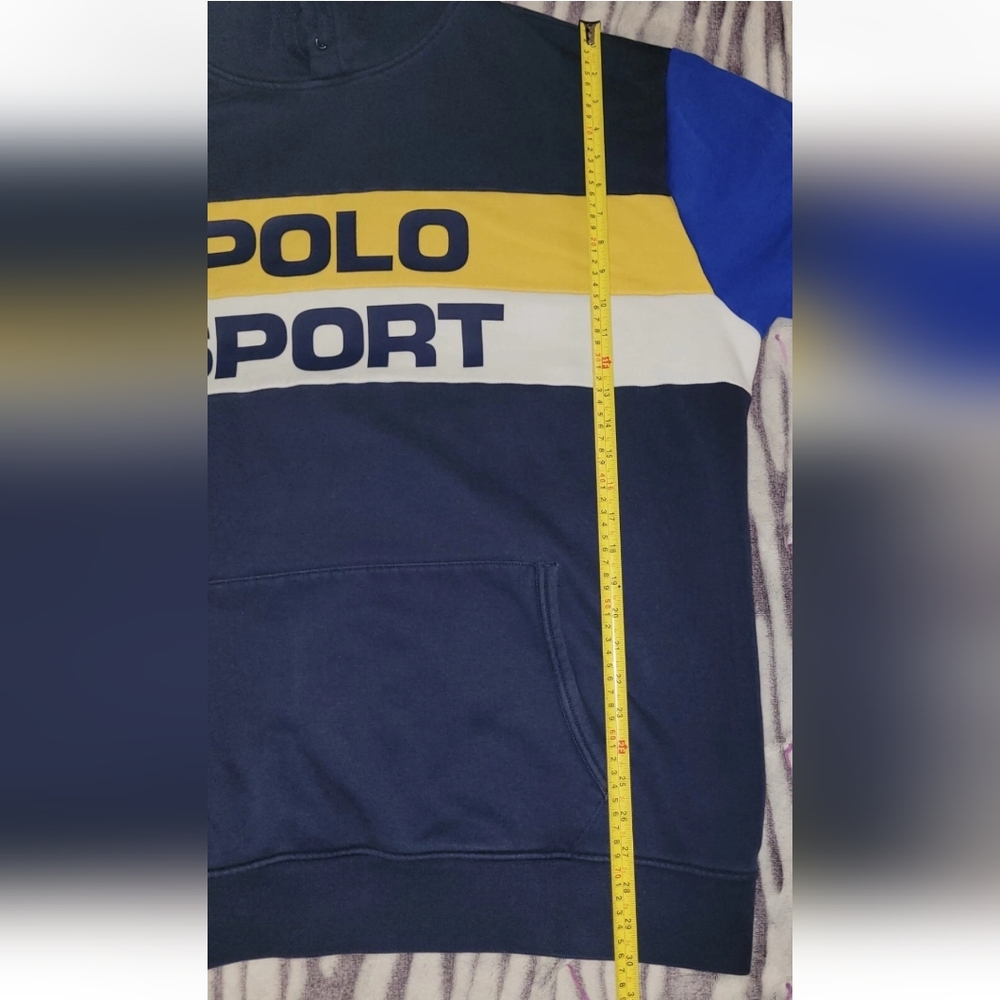 Polo Sport Ralph Lauren Hoodie Y2K Vintage 2XLT Color Block Spellout Retro 90's - Picture 11 of 12